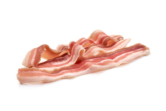 Sliced bacon, isolated on white background