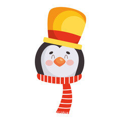 merry christmas penguin cartoon with hat vector design
