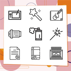 Simple set of 9 icons related to admission