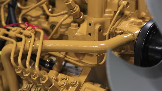 Close up of yellow engine and motor