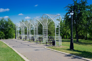 A close up of a walk in a park