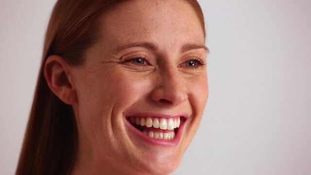 Close up of woman making a face