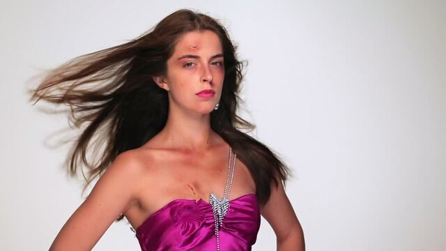 Bruised woman wearing evening gown