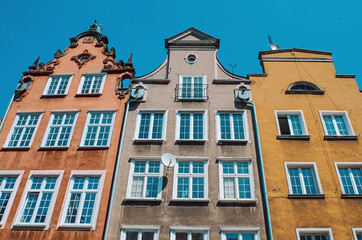 Fototapeta na wymiar Classical colourful retro houses in Gdansk, Poland