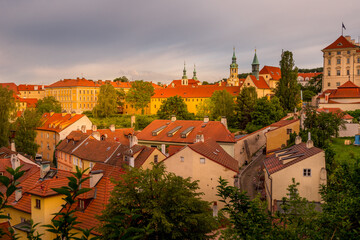 Picturesque corners of old Prague. Fascinating and Picturesque narrow medieval street - Novy Svet,...