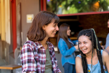Portrait of two woman having fun