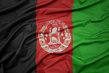 waving colorful national flag of afghanistan.