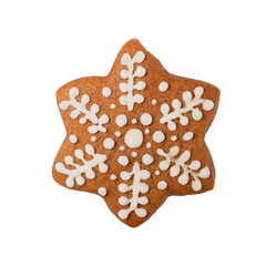 Decorated gingerbread stars isolated on white background