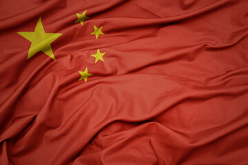 waving colorful national flag of china.