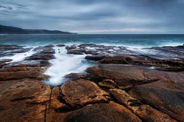 Stormy morning on the rocks in Bouddi National Park on the NSW Central Coast