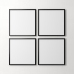4 black frame on tne white wall