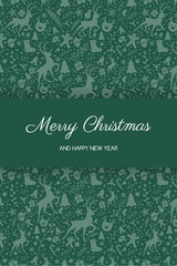 Merry Christmas and Happy New Year. Xmas greeting card. Vector