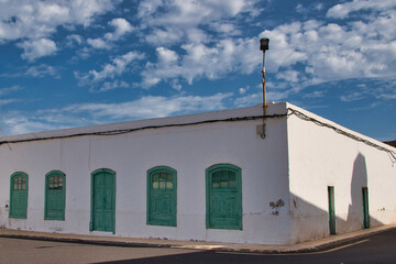 closeup of old house in Teguise.Canary Islands.