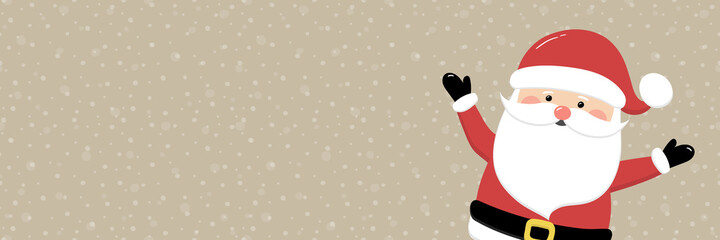 Santa Claus on empty background with snowflakes. Christmas banner. Vector
