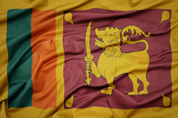 waving colorful national flag of sri lanka.