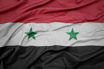 waving colorful national flag of syria.