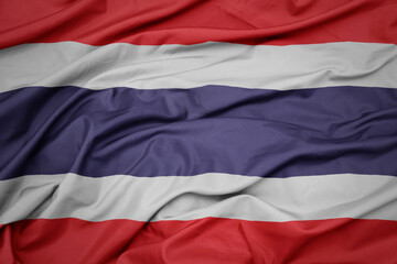 waving colorful national flag of thailand.