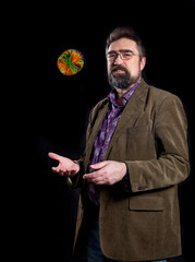 Business trainer dressed in casual emotional studio portrait