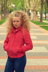Fototapeta premium spring,girl portrait, tree,