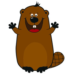 Happy cartoon beaver