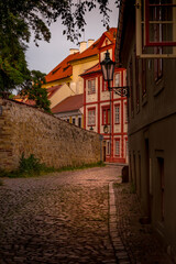 Fototapeta na wymiar A corner of Prague. Fascinating and Picturesque narrow medieval street - Novy Svet, Hradcany quarter, Prague, Czech Republic