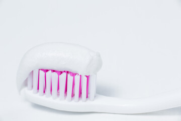 toothpaste on the brush close-up
