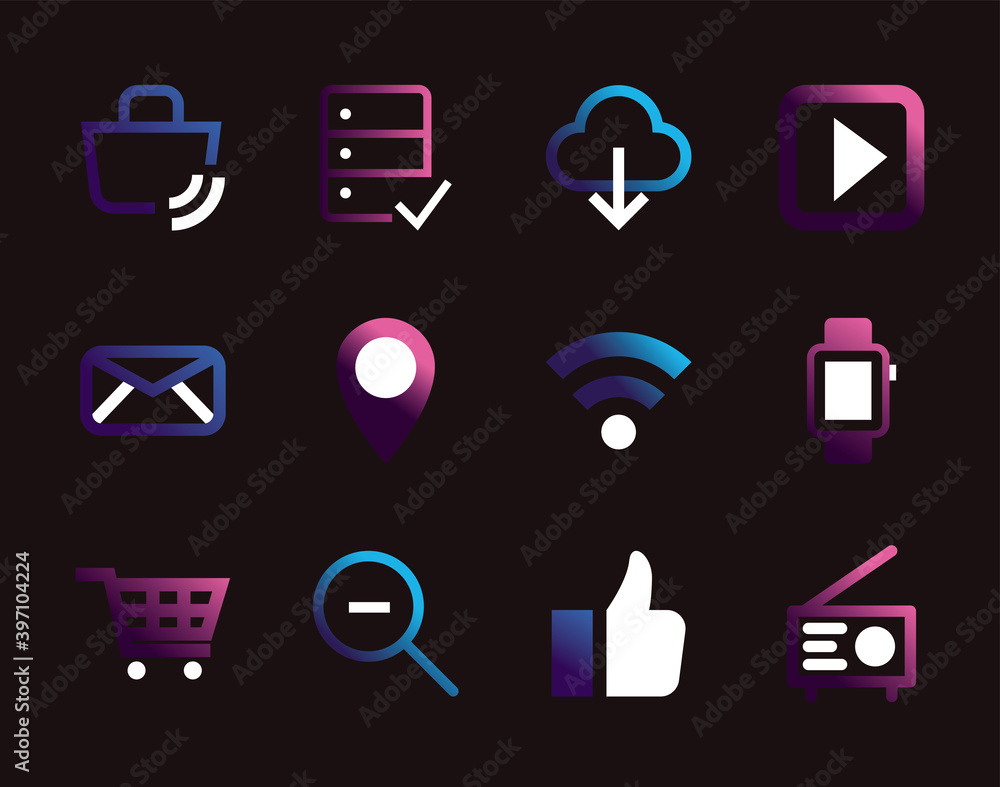 Poster apps symbol set vector design