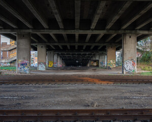 Railroad under the bridge