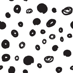 Doodle dots texture. Seamless pattern with ink brush circles. Abstract Hand drawn background for design and decoration textile, covers, package, wrapping paper.