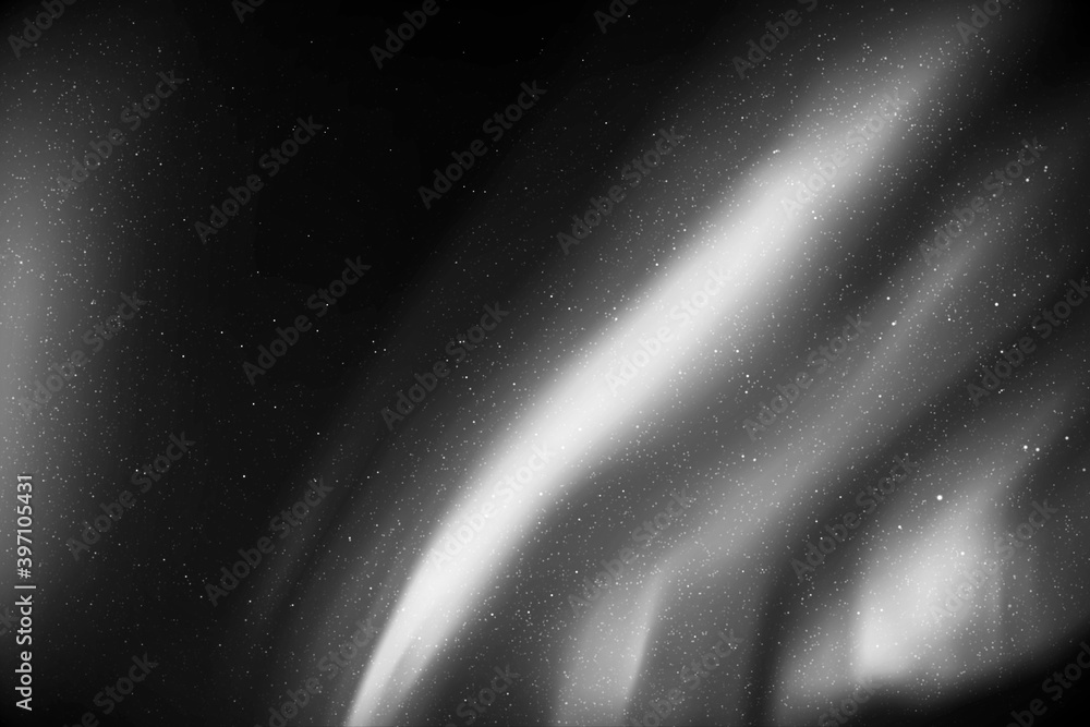 Sticker night starry sky. northern lights, aurora borealis. black white vector