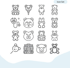 Simple set of polar bear related lineal icons.