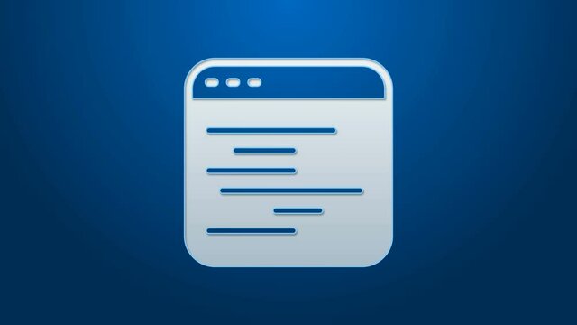 White line Software, web developer programming code icon isolated on blue background. Javascript computer script random parts of program code. 4K Video motion graphic animation.