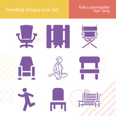 Simple set of sit related filled icons.