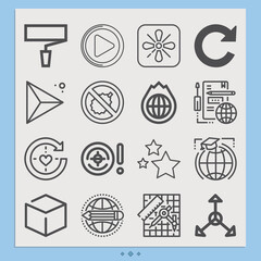 Simple set of spherical related lineal icons.