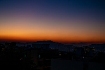 Sunset at Avgonima Village in Chios Island, Greece