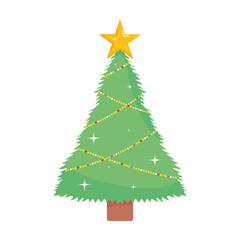 merry christmas pine tree with star vector design