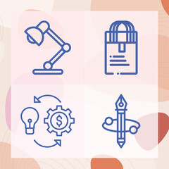 Fototapeta premium Simple set of bulb related lineal icons