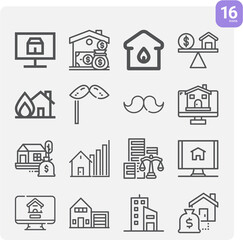 Simple set of rational number related lineal icons.
