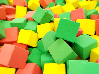 Lots of multi-colored soft paralon cubes