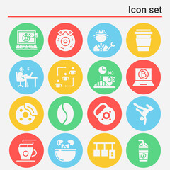 16 pack of colleague  filled web icons set