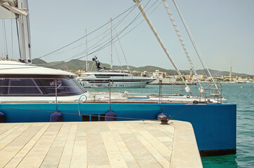 Fototapeta premium Luxurious yachts in the port of Ibiza, Spain