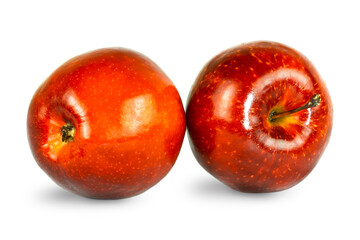 Two red apples isolated on a white background.