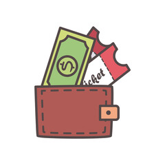 wallet with travel tickets and bill vector design