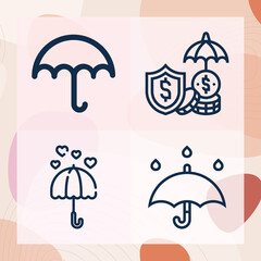 Simple set of compatible related lineal icons