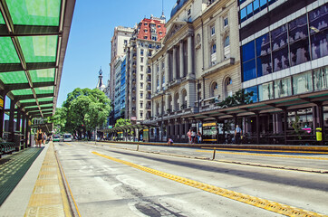 Empty road in the city of Buenos Aires, Argentina