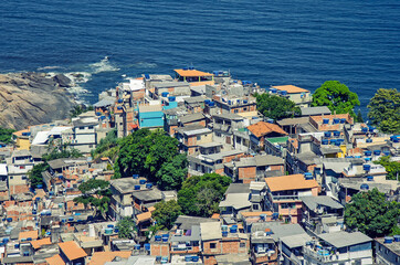 Aerial view on favela Vidigal in Rio de Janeiro