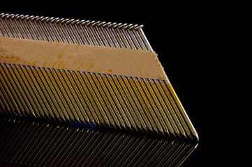 Set of construction nails isolated on the black