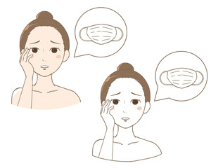 マスクで肌荒れが気になる　女性　顔