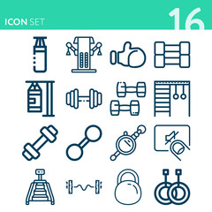 Simple set of 16 icons related to resonance