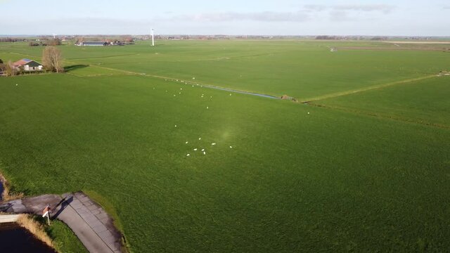 Aerial view from a windmill around Workum, Friesland The Netherlands